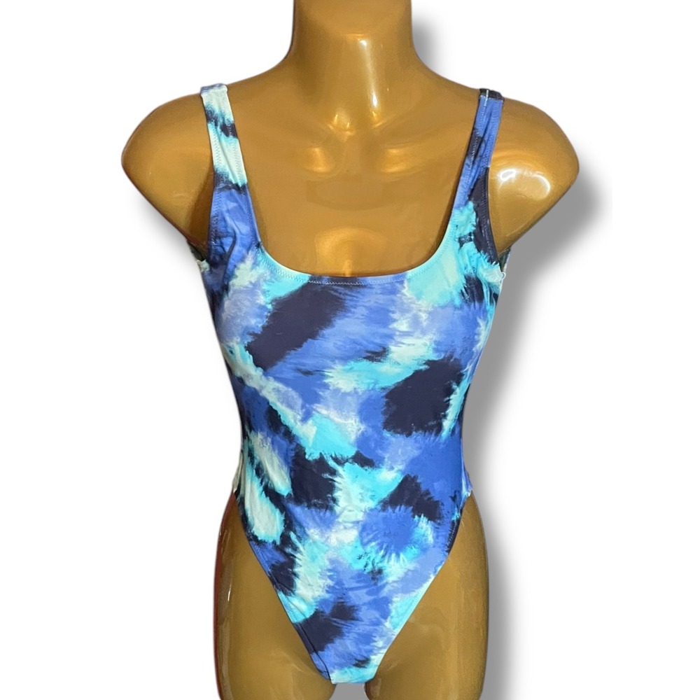 Aerie Blue Tie Dye One Piece Swimsuit XS NWT Cheekiest Back